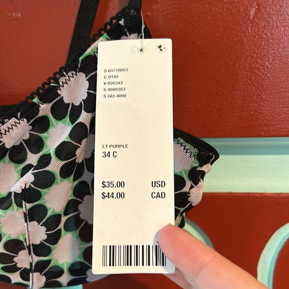 NWT Urban Outfitters out from under Floral unlined underwire bra / bralette. 34C - Picture 6 of 10